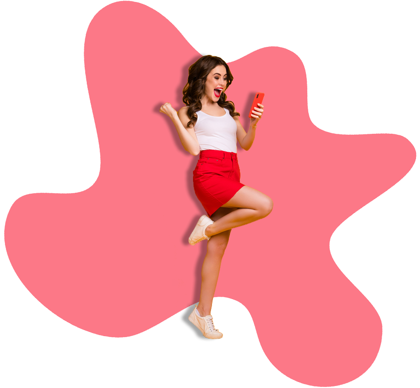 Influencer-red-girl-social-media-phone